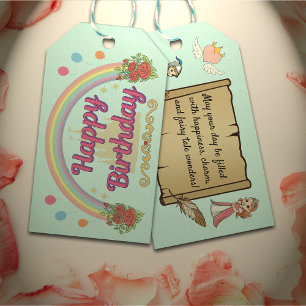 Princess och Prince Fairy Tale Cute Royal Birthday Presentetikett