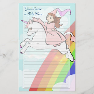Princess och Unicorn Stationery Brevpapper