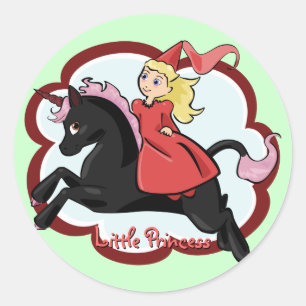 Princess och Unicorn Sticker Runt Klistermärke
