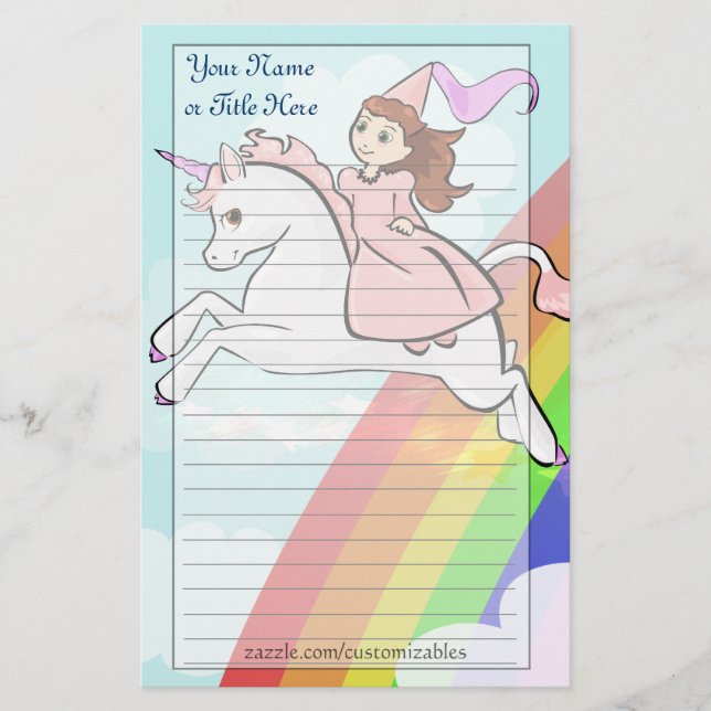 Princess och Unicornbrevpapper Brevpapper (Framsida)