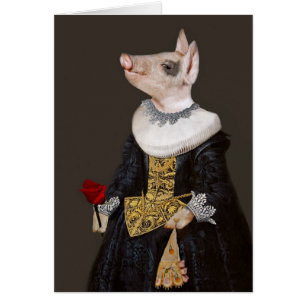 Princess of Bling - Antropomorphic Piglet Hälsningskort