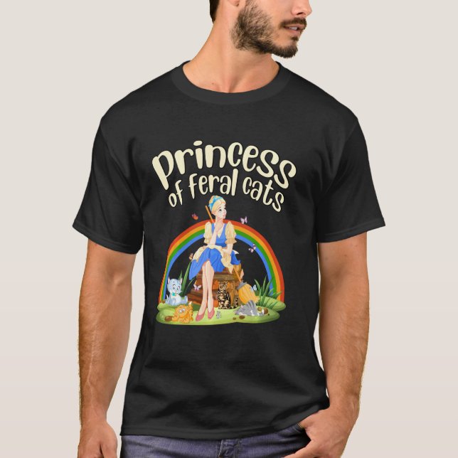Princess of Feral Cats Princess with Cats T Shirt (Framsida)