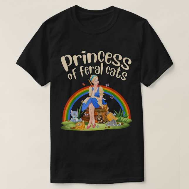 Princess of Feral Cats Princess with Cats Tt T Shirt (Design framsida)