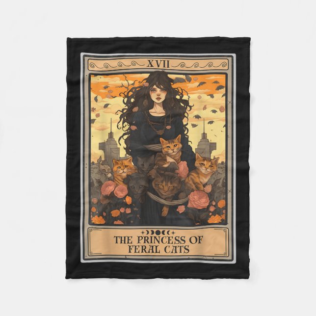 Princess of Feral Cats Tarot Card Fleecefilt (Framsidan)