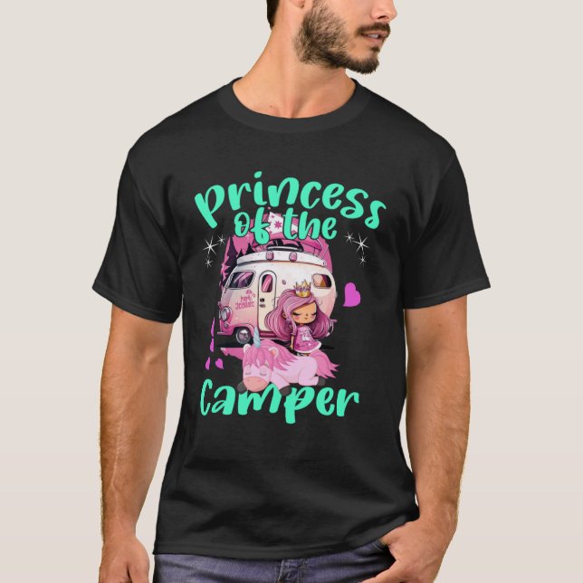 Princess of the Camper Cute Unicorn Camping T Shirt (Framsida)