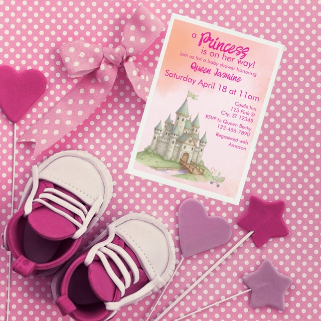 Princess on her way, castle baby shower inbjudningar (Skapare uppladdad)