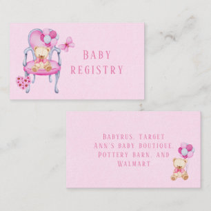 Princess Ordförande Nalle Balloon Girl Registry Visitkort