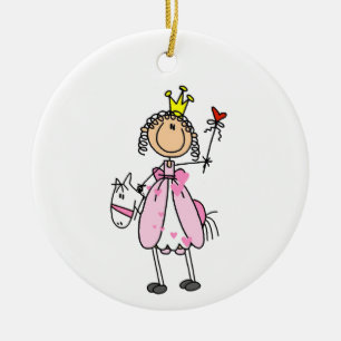 Princess på Horse Stick figurer Julgransprydnad Keramik