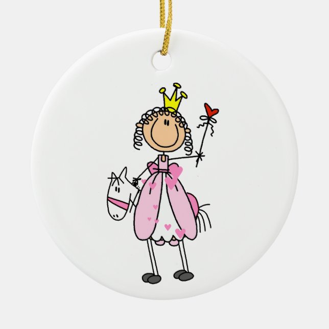 Princess på Horse Stick figurer Julgransprydnad Keramik (Framsidan)