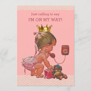 Princess på Mobil Baby Shower Chevrons Rosa Inbjudningar