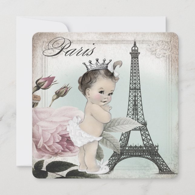 Princess Paris Baby Shower Inbjudningar (Framsida)