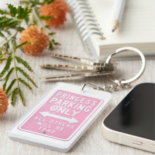 Princess Parking Rosa Dubbla Sided Funny Keychain