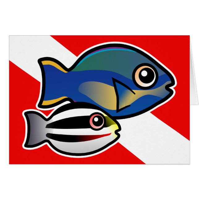 Princess Parrotfish & Baby Dive Flagga Hälsningskort (Framsidan Horizontal)