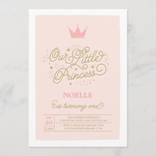 Princess Party 1:a födelsedagen Bjuddagsinbjudan Inbjudningar