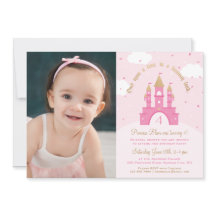 Princess Party Foto-inbjudningar | Rosa och Guld