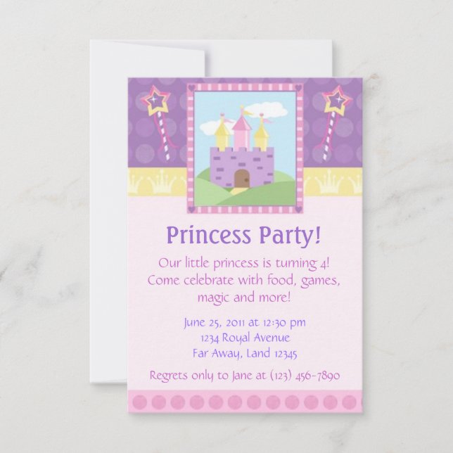 Princess Party-inbjudan Inbjudningar (Framsida)