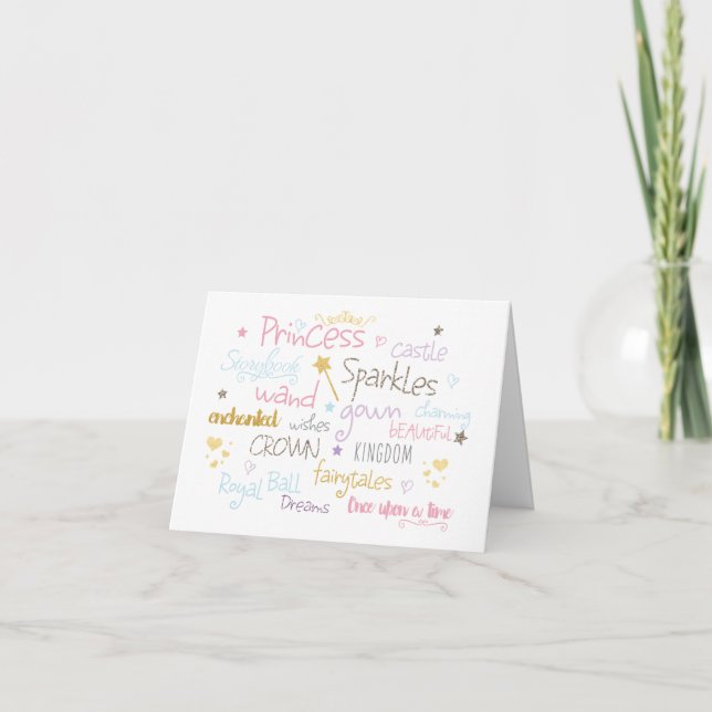 PRINCESS Party Ord Cute Tack Font Card (Framsida)