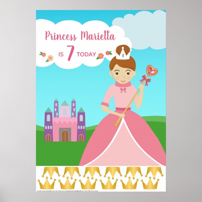 Princess Party Pin the Svan Game Poster (Framsidan)