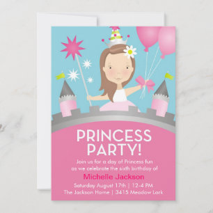 Princess Party -Rosa Inbjudningar