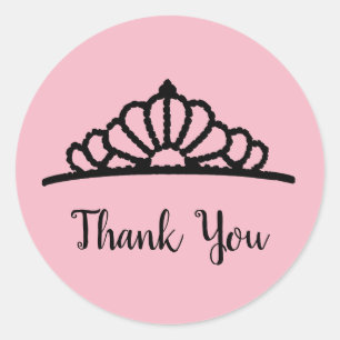 Princess Party Tiara Tack Stickers Runt Klistermärke