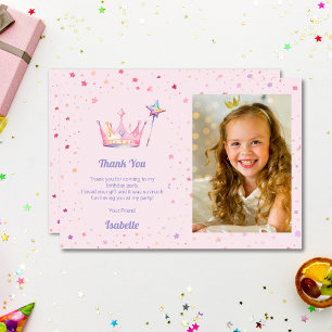 Princess Pastel Rosa Flick kalas Photo Tack Kort