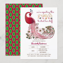 Princess Peacock Rosa stärker hennes Saker Baby Sh Inbjudningar