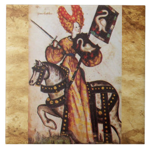 PRINCESS PENTHESILEA AS MEDIEVAL KNIGHT Heraldic Kakelplatta