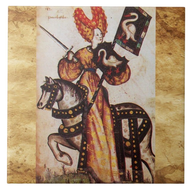 PRINCESS PENTHESILEA AS MEDIEVAL KNIGHT Heraldic Kakelplatta (Framsidan)