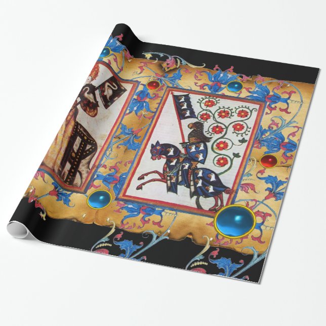 PRINCESS PENTHESILEA OCH BLÅTTRIDDARE PÅ HÄSTRYGG PRESENTPAPPER (Utrullad)