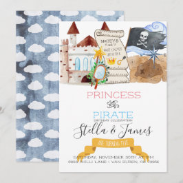 Princess & Pirat Joint Födelsedagsfest Inbjudningar
