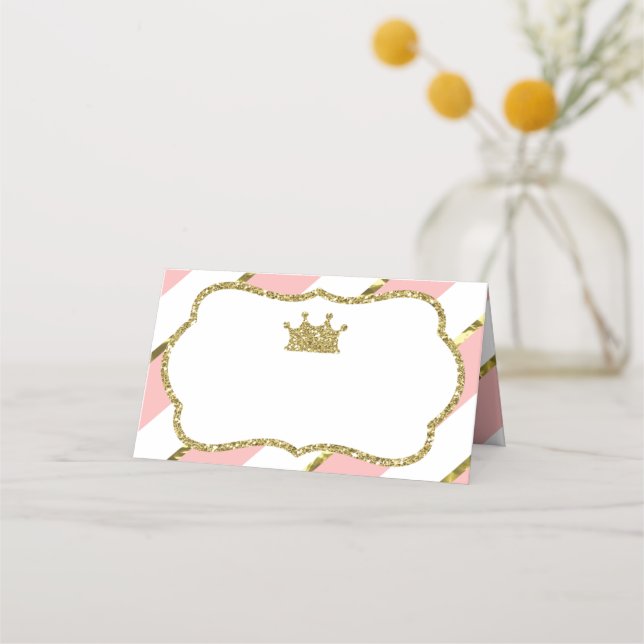 Princess Place Cards, Food Cards, Faux Guld Placeringskort (Framsida)