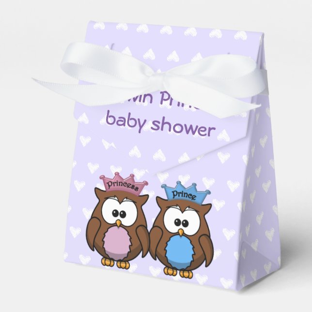 Princess & prince uggla-affär för en babydusch presentaskar (Framsidan Sidan)