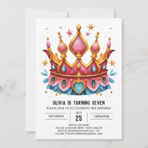Princess Printable Birthday Krona Inbjudningar