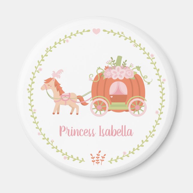 Princess Pumpkin Carriage Blommigt Wand Magnet (Framsidan)