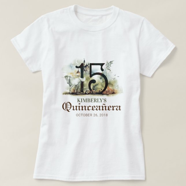 Princess Quinceanera 15:e Födelsedagsfesten T Shirt (Design framsida)