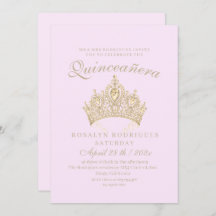 Princess Quinceañera Elegant Guld Krona Rosa