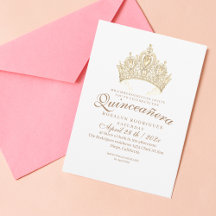 Princess Quinceañera Elegant White Guld Krona