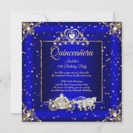 Princess Quinceanera Elite Royal Blue Guld Gnistra Inbjudningar