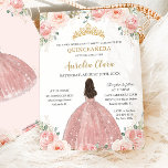 Princess Quinceañera  Rosa Blommigt Ro Guld Inbjudningar<br><div class="desc">Anpassa denna vackra quinceañera-inbjudan med egen ordalydelse enkelt och snabbt,  tryck bara på anpassningsknappen för att ytterligare ordna om och formatera stil och placera texten. Matchande artiklar tillgängliga i arkivet! c) Lycklig Cat Studio</div>