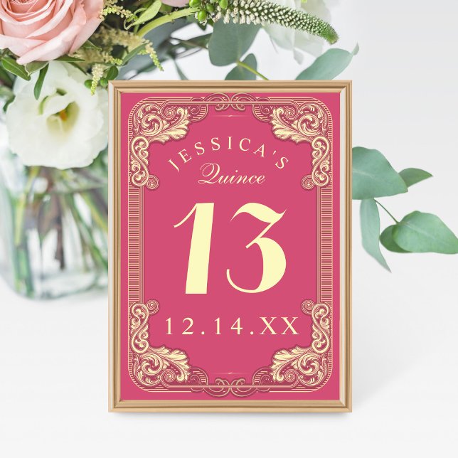 Princess Quinceanera Rosa Bordsnummer (Skapare uppladdad)