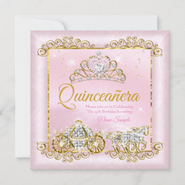 Princess Quinceanera,  Rosa Guld Inbjudningar