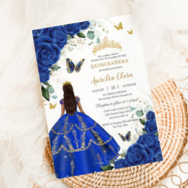 Princess Quinceañera Royal Blue Ro Dress Guld Inbjudningar