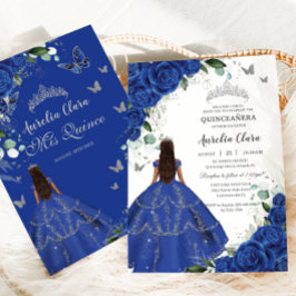 Princess Quinceañera Royal Blue Ro Silver Dress Inbjudningar