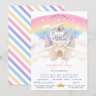 Princess Rainbow Birthday bjudande Inbjudningar