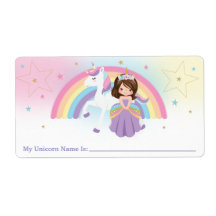 Princess Rainbow Unicorn My Unicorn Name Stickers