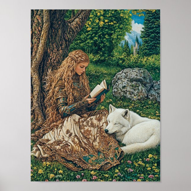 Princess Reading by her Varg Pet Poster (Framsidan)
