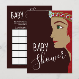 Princess Red Baby Shower Bingo Inbjudningar