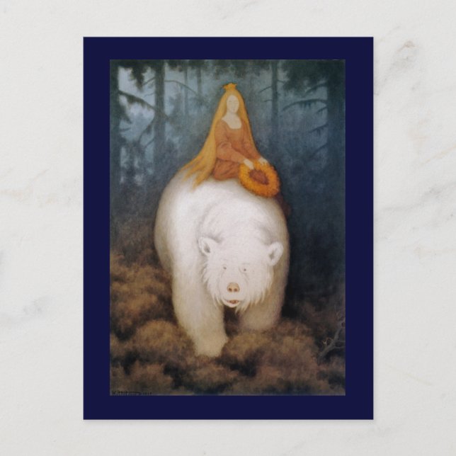 Princess Riding Kung Polar Bear Vykort (Framsida)