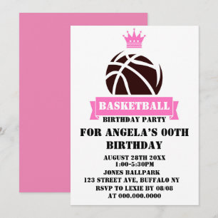 Princess Rosa Basketball Födelsedagsfest Inbjudnin