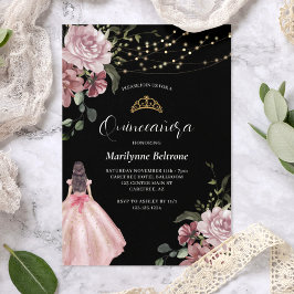 Princess Rosa Blommigt Modern Quinceañera Inbjudningar